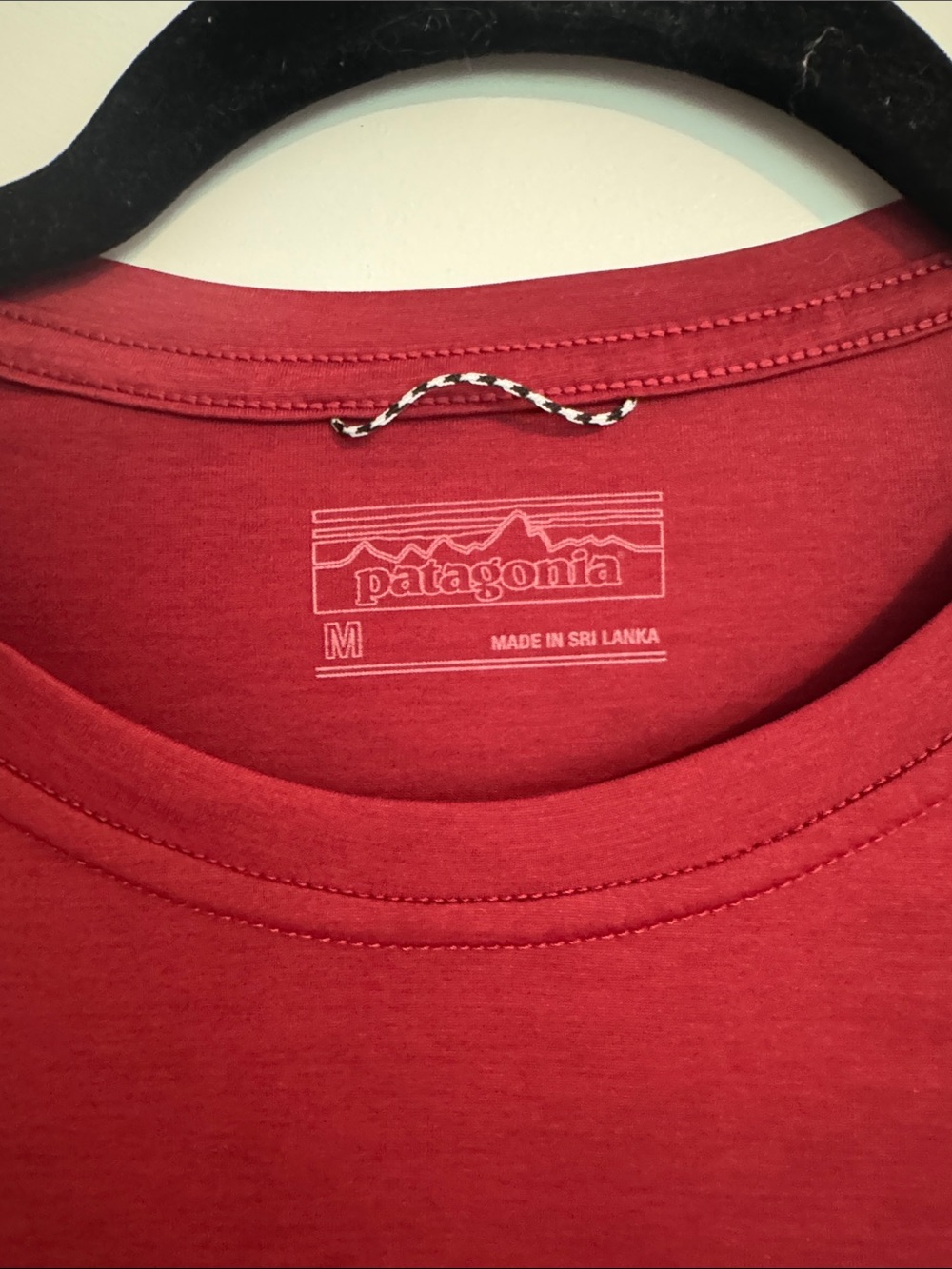 Patagonia Red Short-Sleeve Tee with Yellow-Orange Stripe - Picture 4 of 6